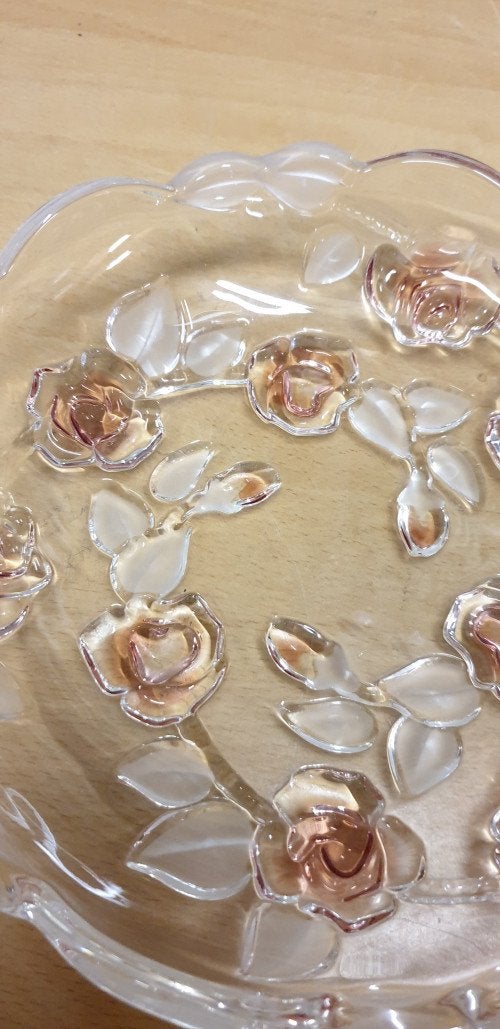 bonbon schaaltje van glas met rozen, Ophalen of Verzenden, 'T Olde Gre-j, Info@toldegrej.nl, Endepoelstraat 20f Didam