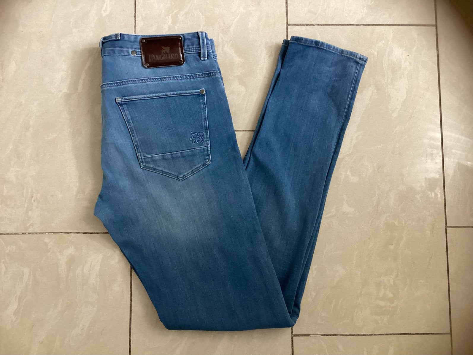 Originele Vanguard stretch jeans 32W34L, Kleding | Heren, Spijkerbroeken en Jeans, Ophalen, Zo goed als nieuw, Blauw, W32 (confectie 46) of kleiner