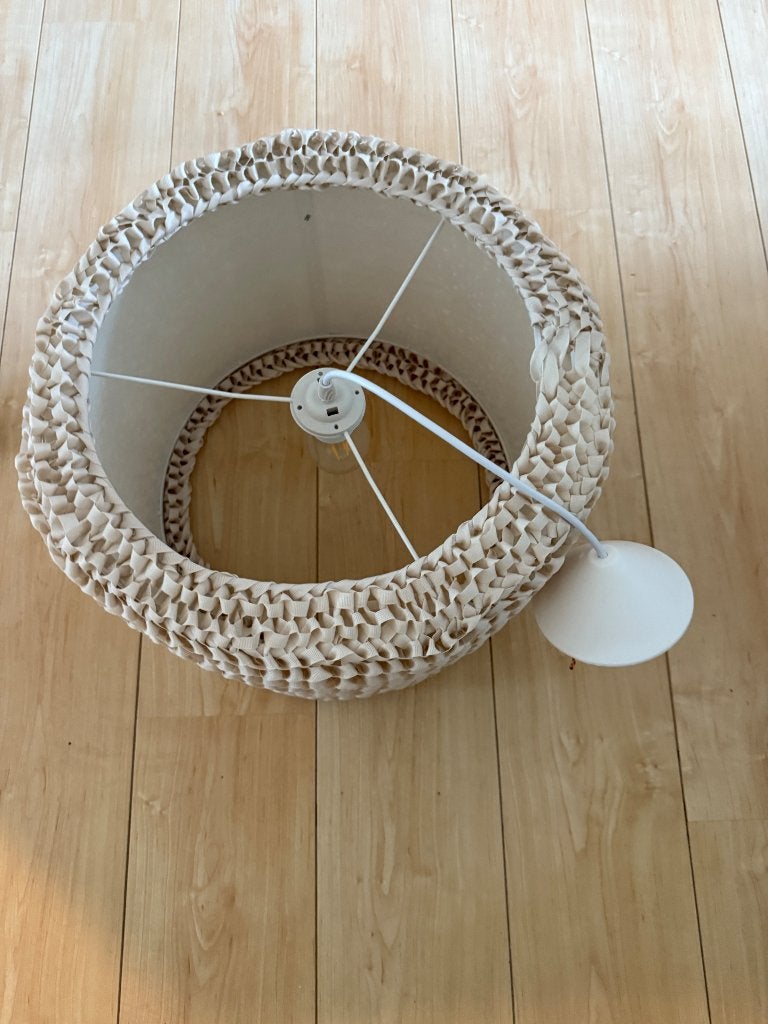 Pendant Lamp with Woven Fabric Shade – Beige, Ophalen