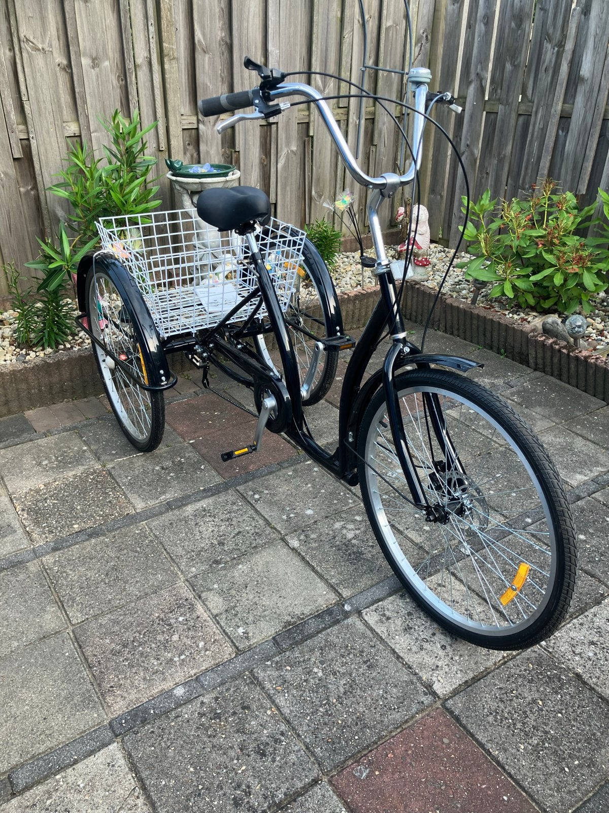 Nieuwe driewieler fiets met 6 versnellingen en mand, Fietsen en Brommers, Ophalen, Nieuw, Schijfrem