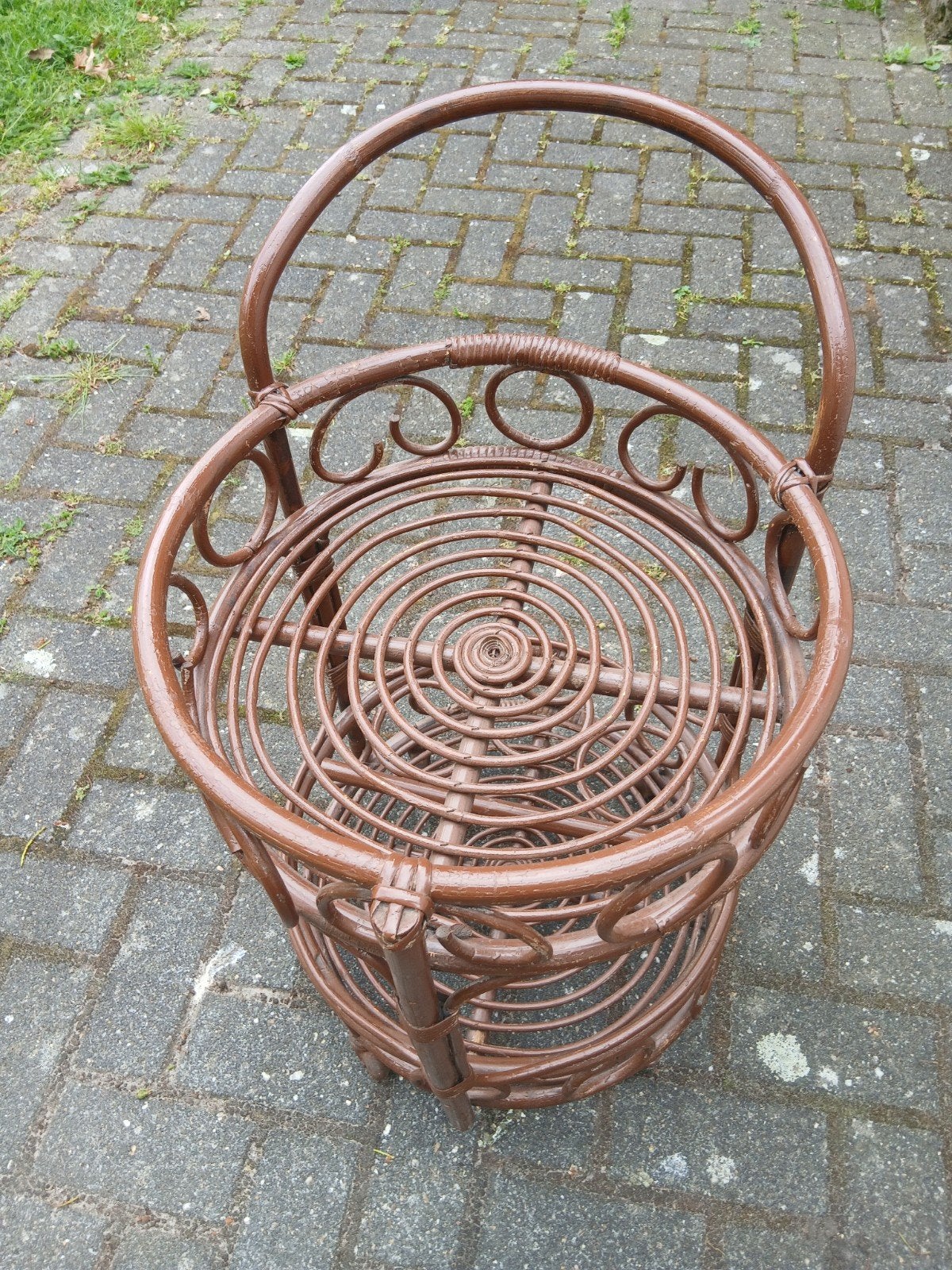 Rotan dranken trolley op wieltjes, Ophalen, Vintage, Gebruikt, Natuurlijk materiaal