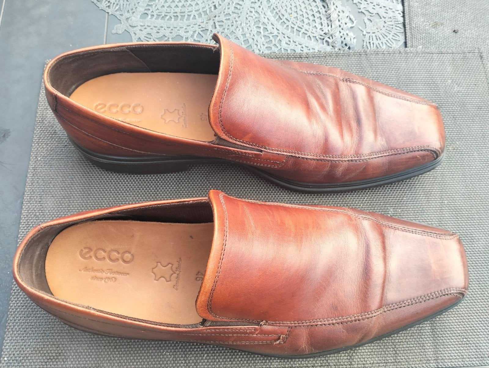 Ecco bruine leren loafers maat 46, Ecco, Bruin, Gedragen, Loafers