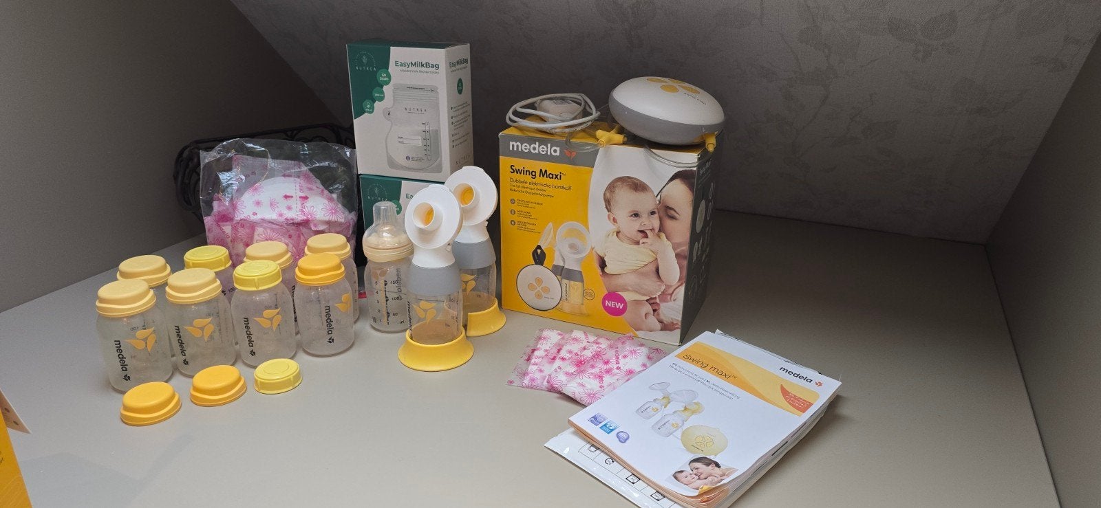 Medela Swing Maxi dubbele borstkolf - complete set, Ophalen of Verzenden, Gebruikt