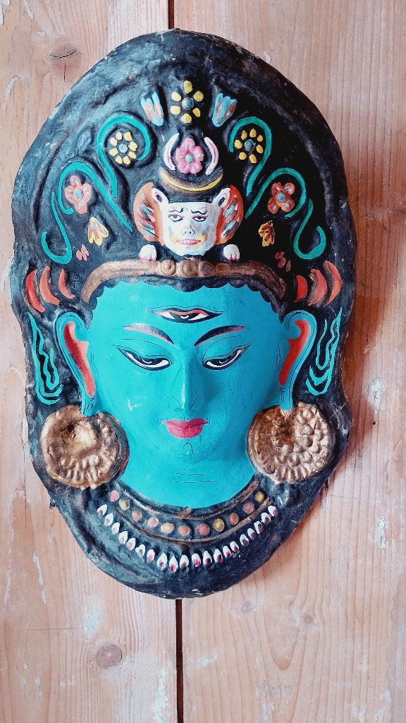 Nepalese wand masker van godin Tara papier mache, Ophalen of Verzenden