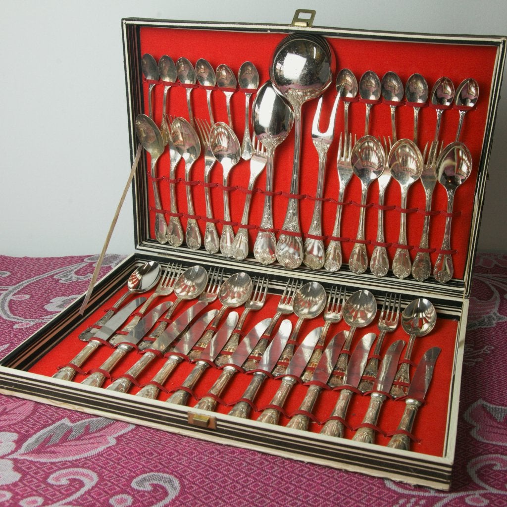 Vintage Italiaans verzilverd Bestekset-Compleet / Decoratief, Antiek en Kunst, Ophalen