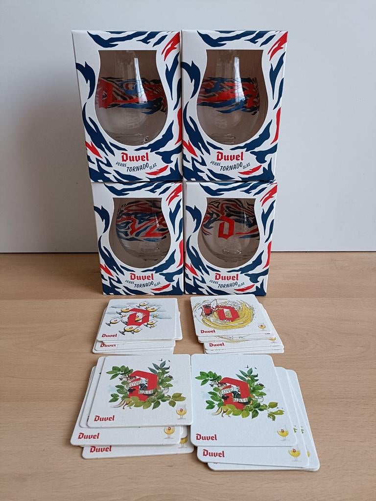 4 Duvel Tornado glazen nieuw in doos (totaal 20 beschikbaar), Verzamelen, Ophalen of Verzenden, Nieuw, Glas of Glazen, Duvel