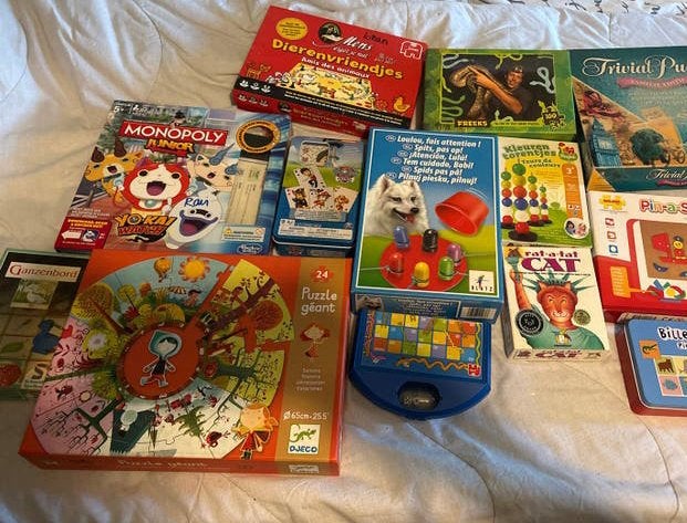 Groot pakket met diverse spelletjes en puzzels, Drie of vier spelers, Ophalen of Verzenden, Gebruikt