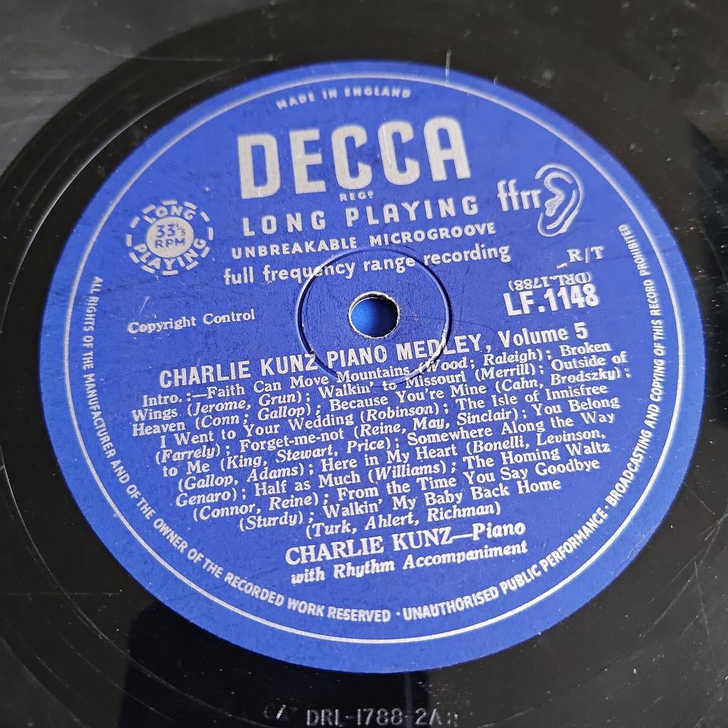 Charlie Kunz Piano Medley Volume 5 - Decca LP, Ophalen of Verzenden, Gebruikt, 10 inch