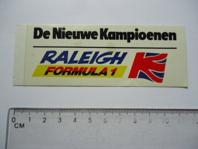 sticker oud RALEIGH Formula 1 F1 Formule retro oldtimer, Verzenden, Zo goed als nieuw, Bedrijf of Vereniging