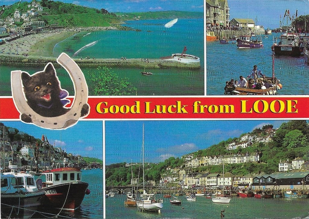 Ansichtkaart  	Looe (Engeland)	Haven	4-luik, Verzenden, 1980 tot heden, Gelopen, Engeland