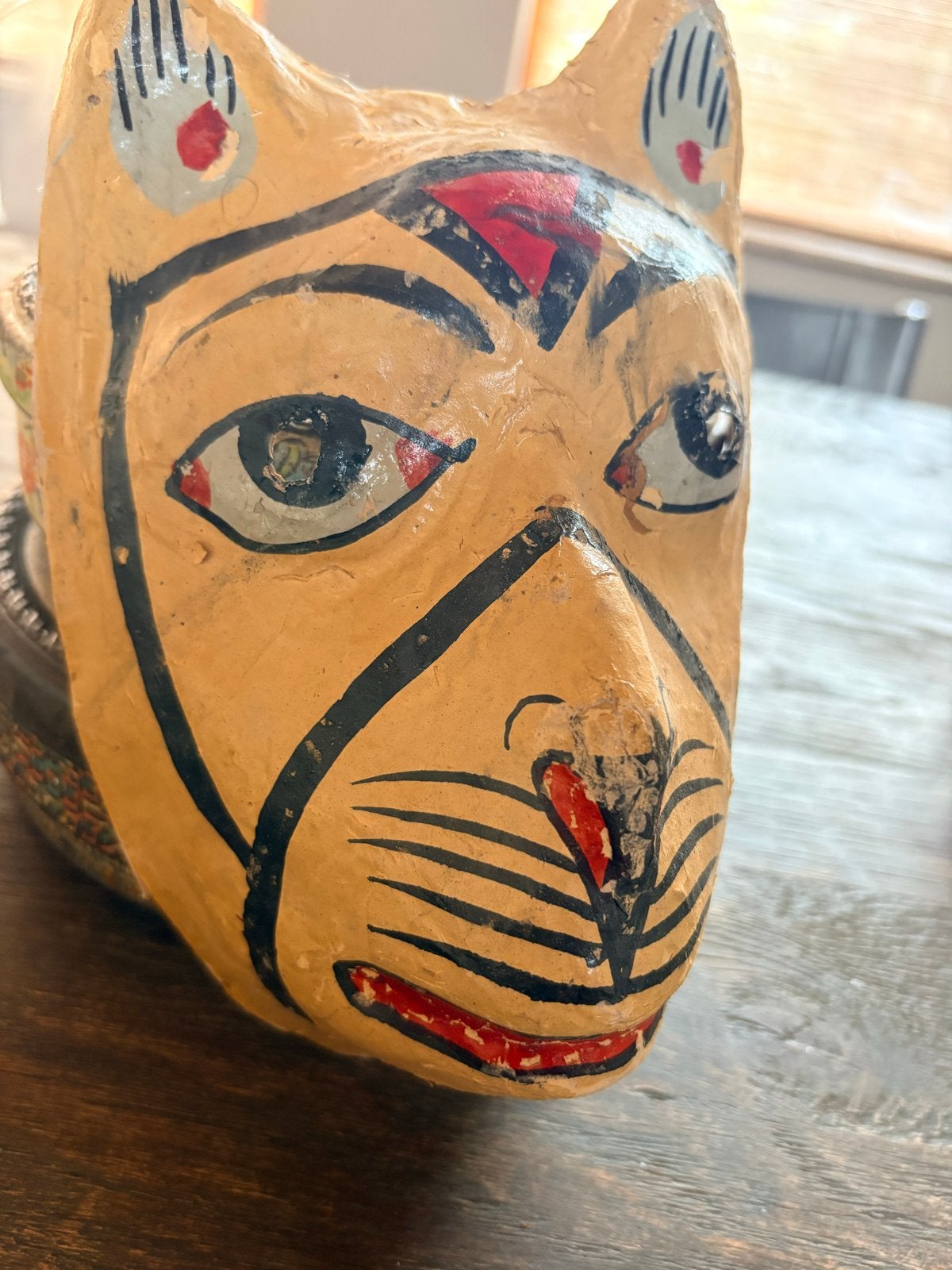 Vintage Kattenmasker - Handgeschilderd, Ophalen, Masker, Handgemaakt, Papier/karton