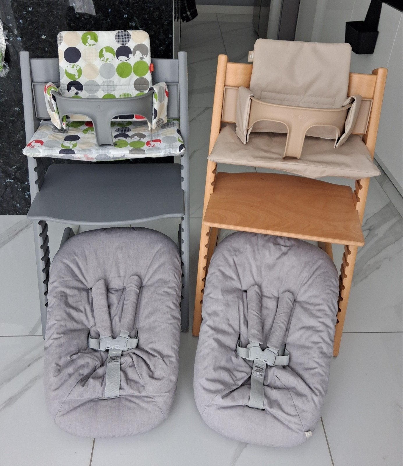 Nette Stokke Storm Grijs & Beuken / Newborn 2 Standen ZGAN, Ophalen of Verzenden, Zo goed als nieuw, Meegroeistoel, Aanschuifbaar