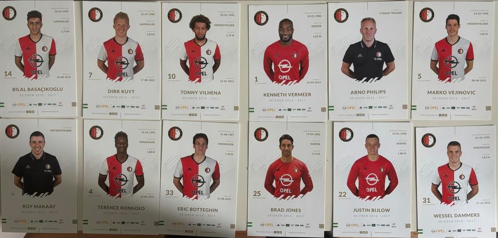 Feyenoord Spelerskaarten Seizoen 2016-2017 - 30 Stuks, Ophalen of Verzenden, Zo goed als nieuw, Feyenoord, Spelerskaart