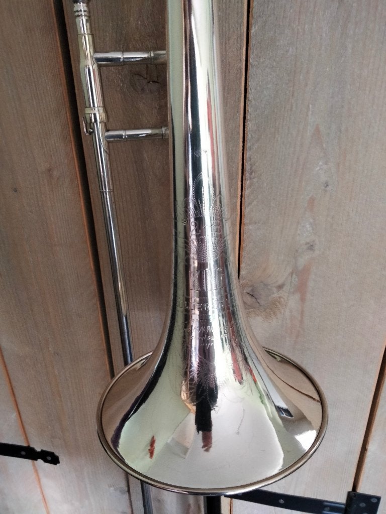 trombone, King, 2B, silver-sonic, Ophalen, Gebruikt, Tenor, Met koffer