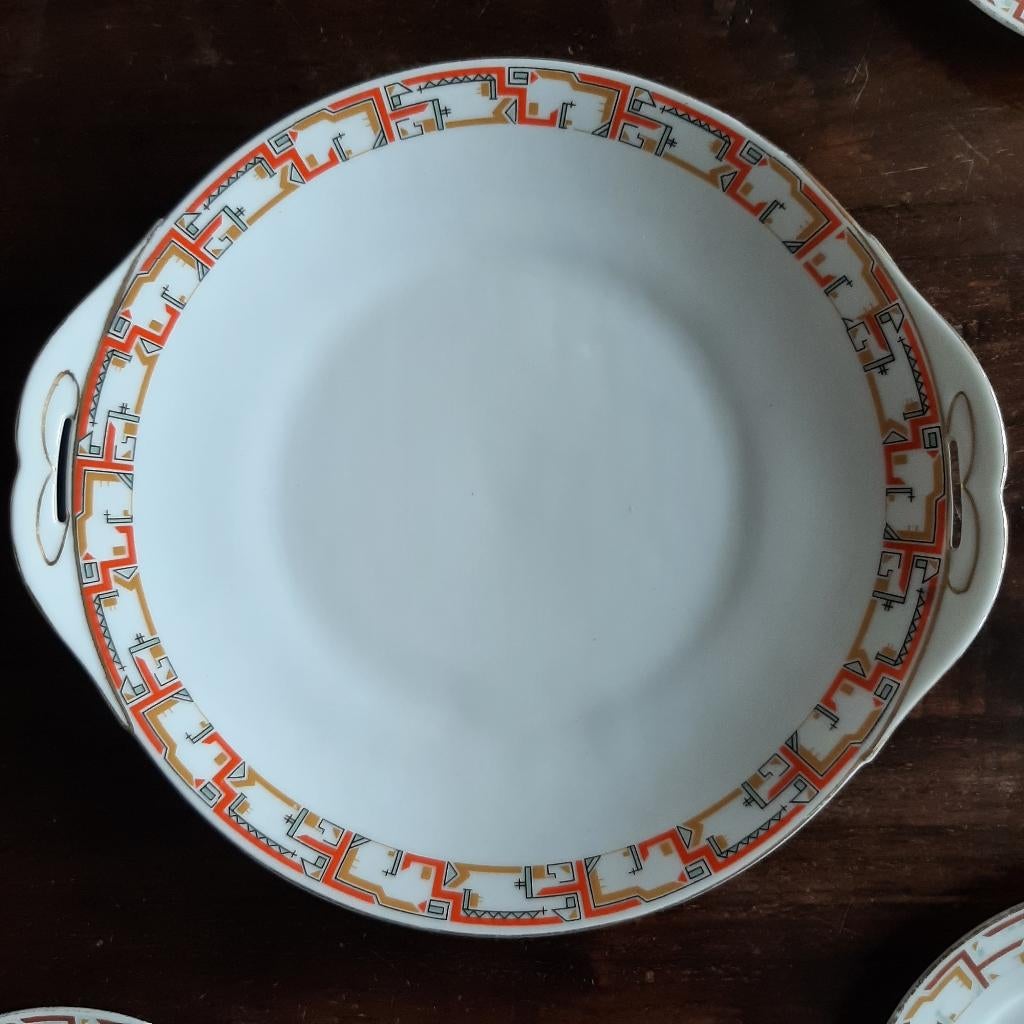 🍰Brocante: Edelstein taartschaal + 11 bordjes🏷️€1,25- p/s, Gebruikt, Ophalen of Verzenden, Bord(en), Overige stijlen