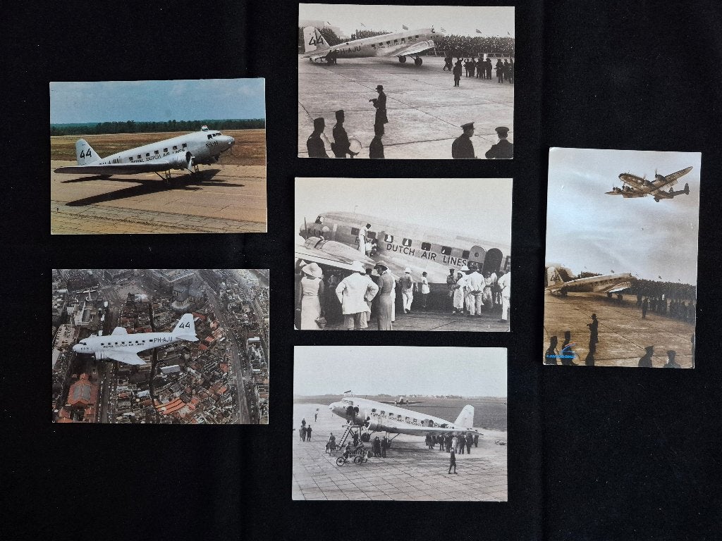 6 KLM Uiver ansichtkaarten (A270), Ophalen of Verzenden, Gebruikt, Kaart, Foto of Prent