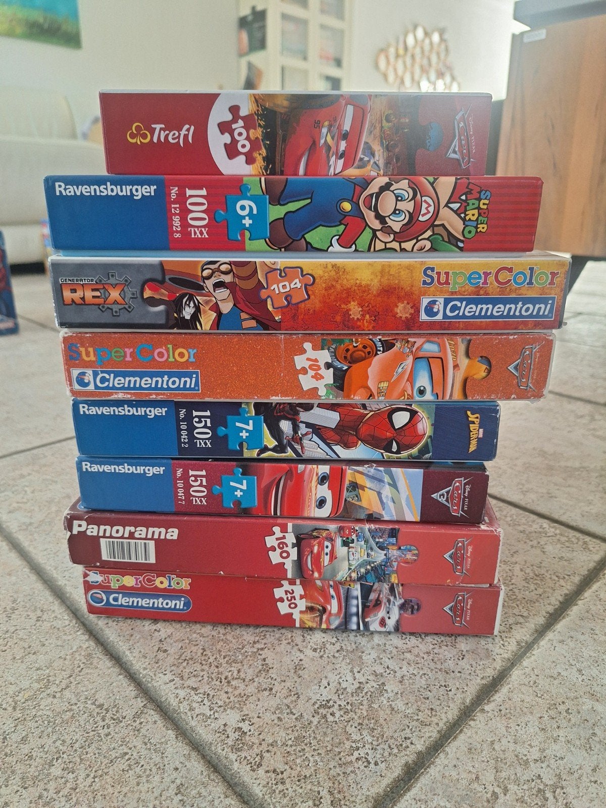 Diverse kinderpuzzels - Cars, Mario, Spiderman, Ophalen of Verzenden, Meer dan 50 stukjes, Gebruikt, 6 jaar of ouder