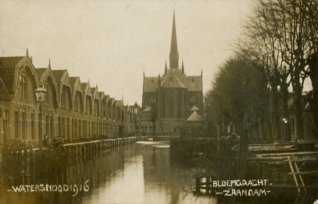 Fotokaart Zaandam Bloemgracht Watersnood 1916, Verzenden, Voor 1920, Gelopen, Noord-Holland