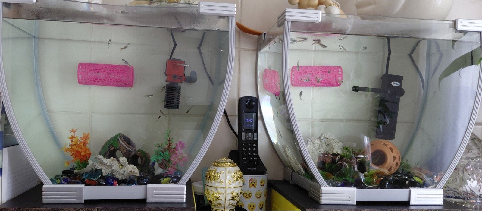 ayarium met steentjes pomp nep planten..zonder verlichting., Dieren en Toebehoren, Vissen | Aquaria en Toebehoren, Ophalen of Verzenden