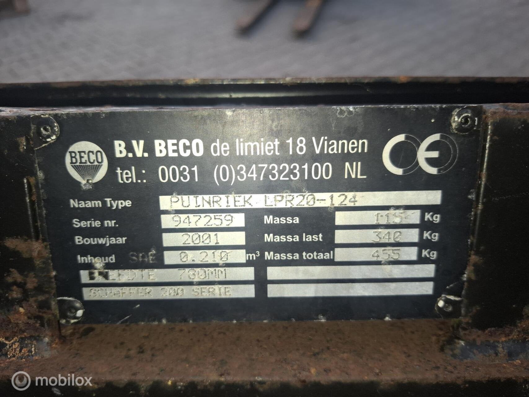Schäffer puinbak Beco met inlegvel, Westerveld, Overige, Overige typen, Info@westerveldminitractoren.nl