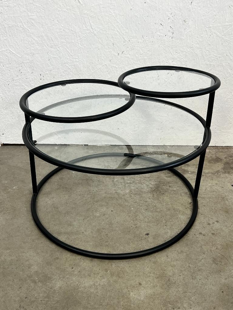Vintage Salontafel / Swivle Tafel, Zwart metaal, 70's, Ophalen, Gebruikt, 50 tot 100 cm, 100 tot 150 cm