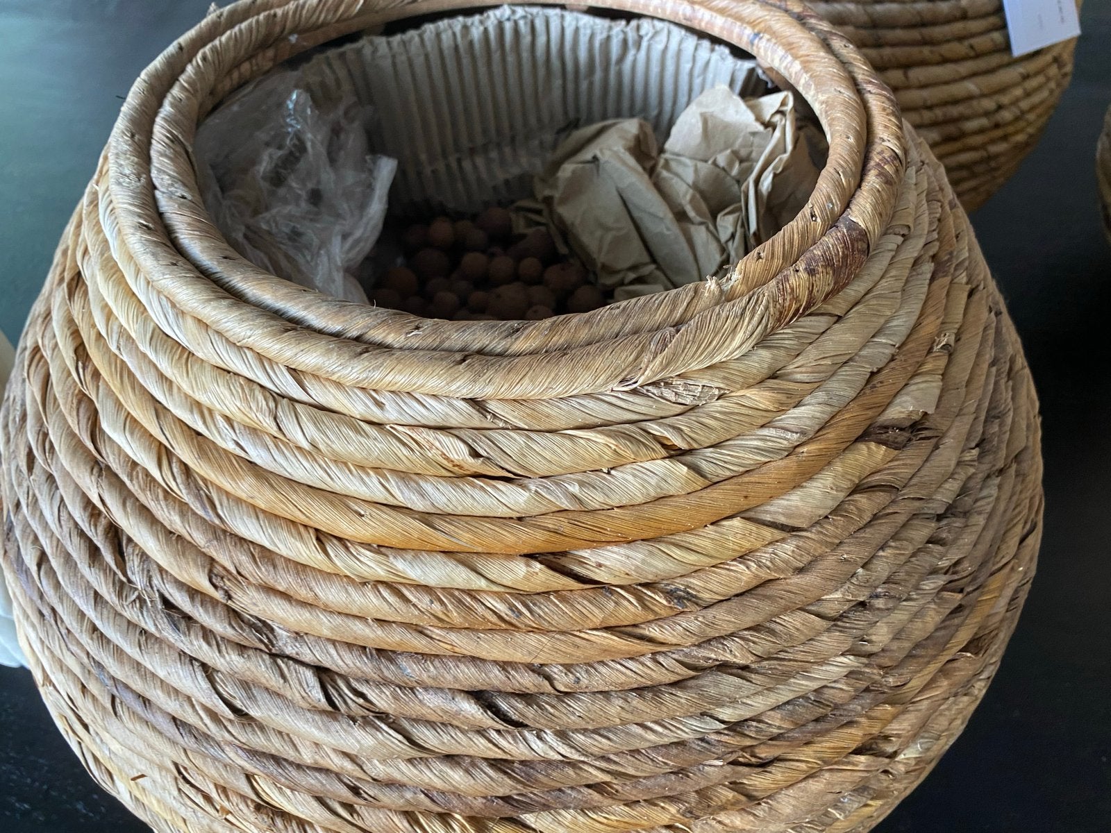Handgemaakte bloempot van abaca materiaal 36cm, Overige materialen, Rond, Minder dan 40 cm, Ophalen