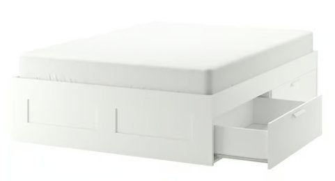 Bed met 4 lades, wit, 140x200 cm, Ophalen, Gebruikt, Wit, Tweepersoons