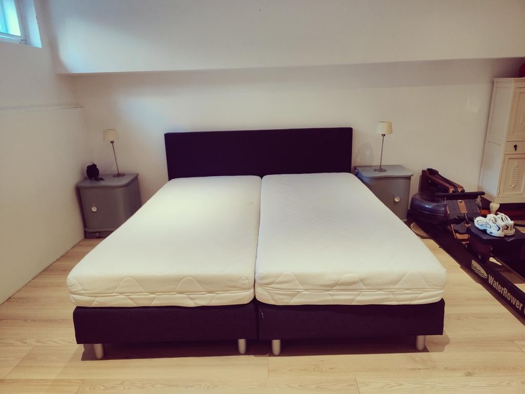 Boxspring met twee matrassen 90 x 180, Ophalen, Zo goed als nieuw, Tweepersoons, 180 cm