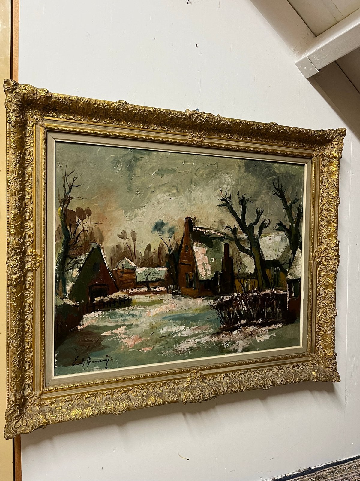 Groot Expressionistisch Schilderij op Linnen - E. Lammers, Ophalen of Verzenden