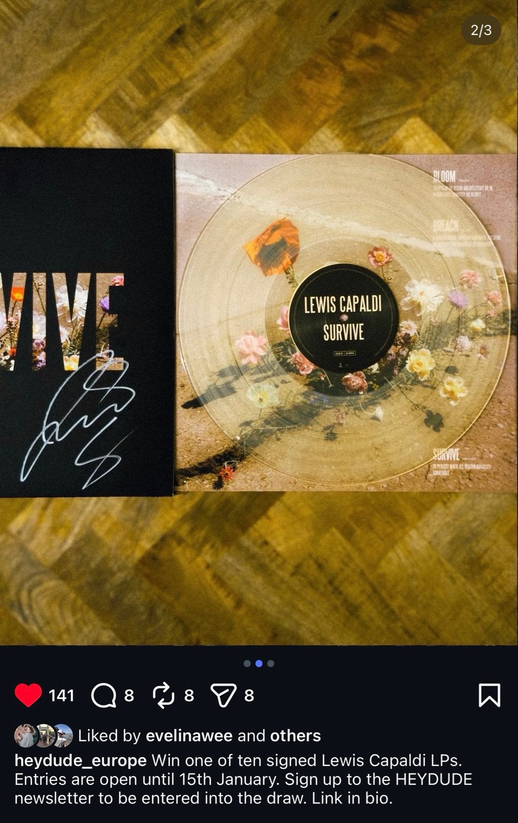 Lewis Capaldi “Survive” LP Disc Gesigneerd, Limited edition, Ophalen of Verzenden, Zo goed als nieuw, 12 inch