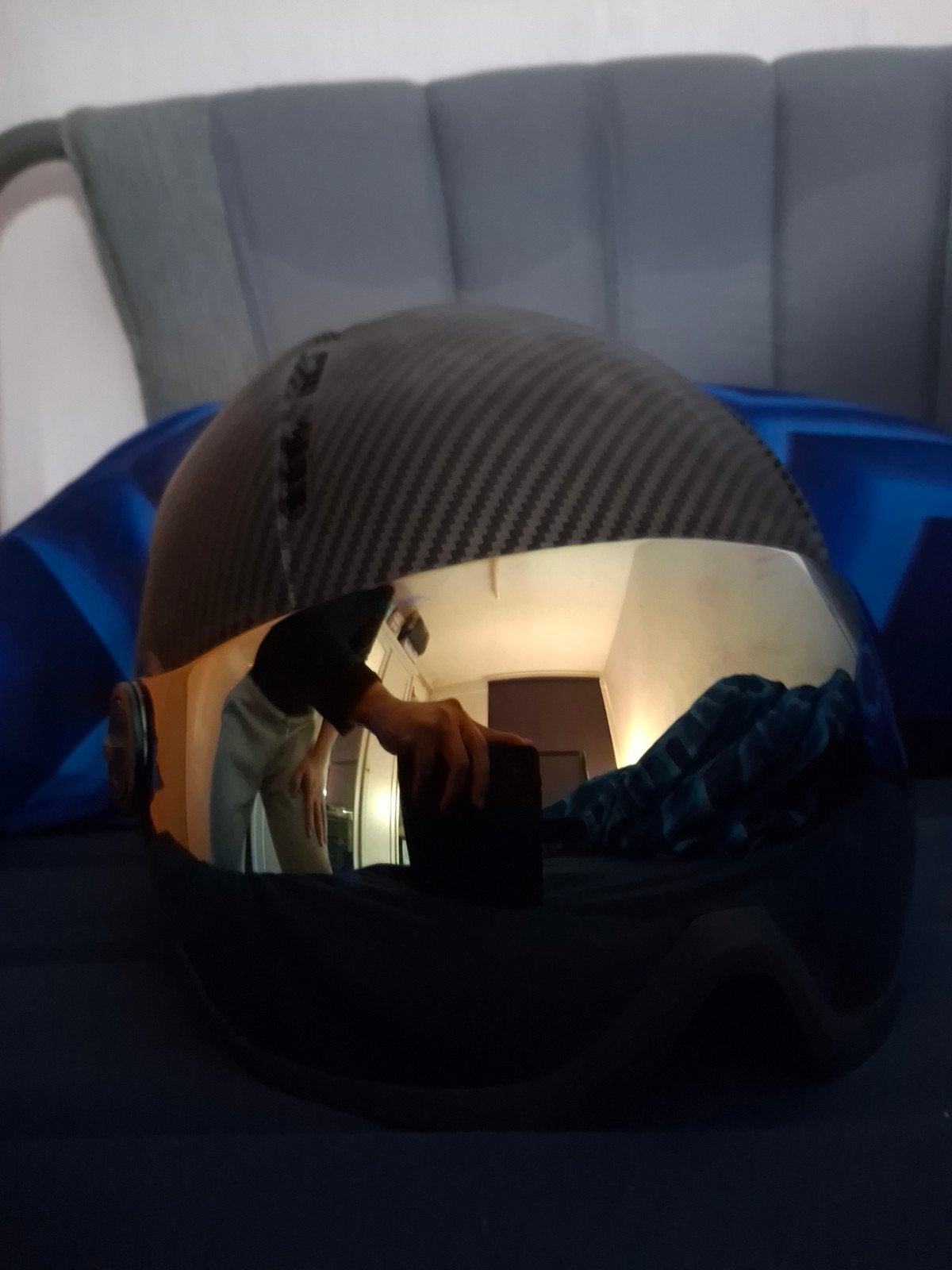 Skihelm met vizier - Carbon look, Maat 38/40 (M), Overige typen, Ophalen of Verzenden, Onbekend