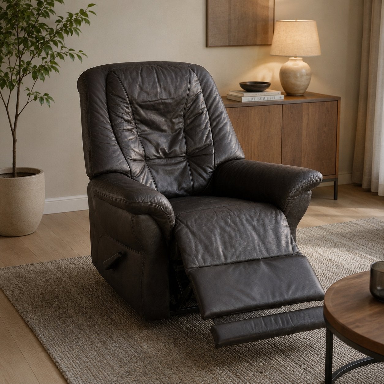Gratis bezorging – Leren relax bank, Ophalen, Gebruikt, 75 tot 100 cm