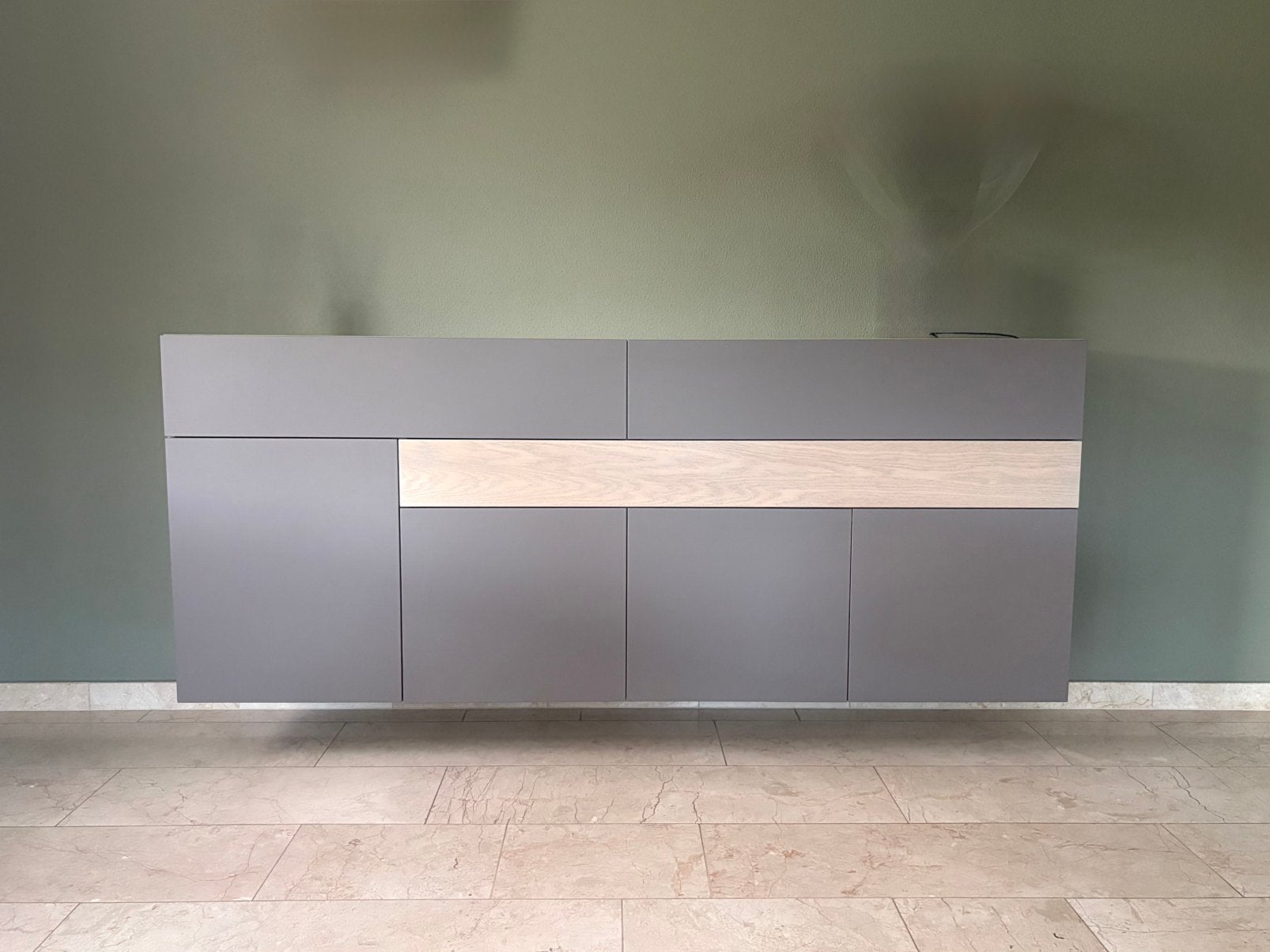 Modern zwevend dressoir met lades en deuren, Ophalen of Verzenden, Zo goed als nieuw, 200 cm of meer, Met lade(s)