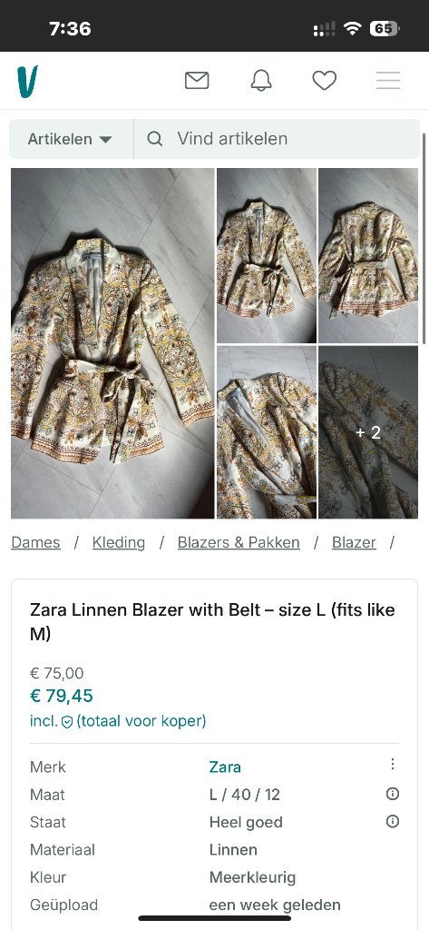 Zara blazer maat L (valt klein), Kleding | Dames, Maat 38/40 (M), Ophalen of Verzenden, Zo goed als nieuw, Jasje