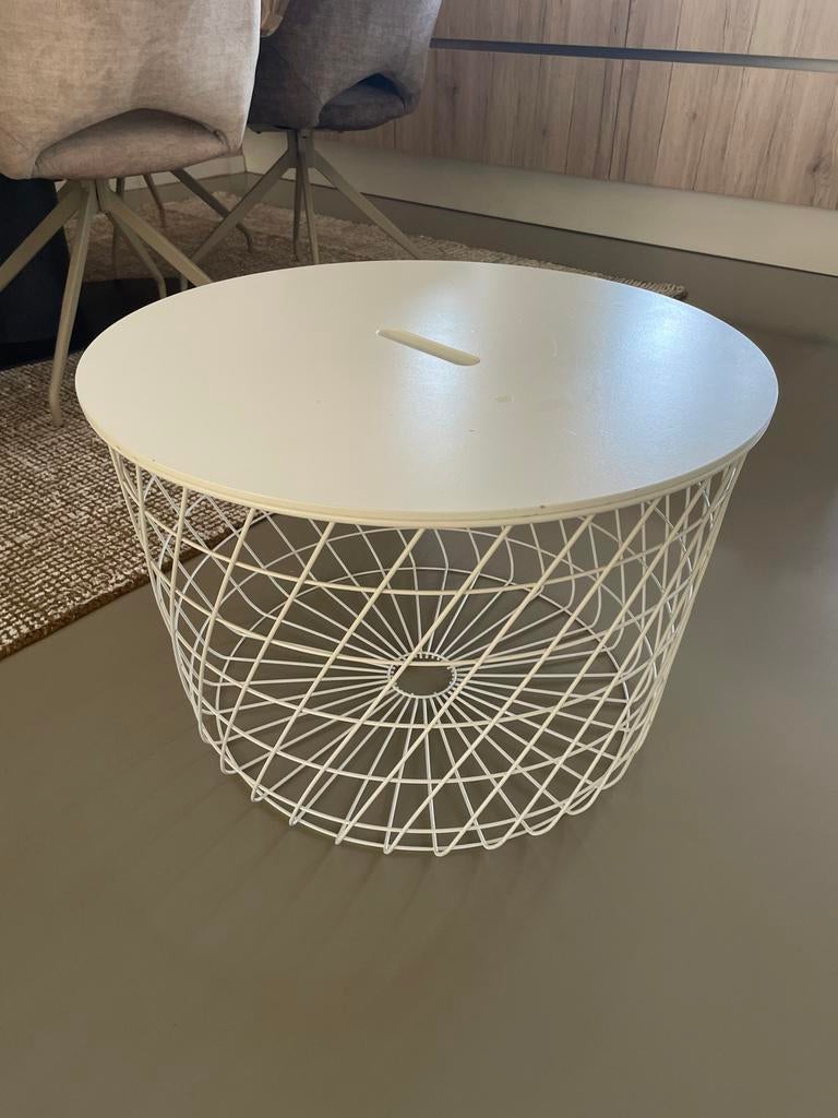 Ikea Kvistbro opbergtafel wit - 61 cm doorsnede, Gebruikt, Metaal of Aluminium, Rond, 55 tot 75 cm
