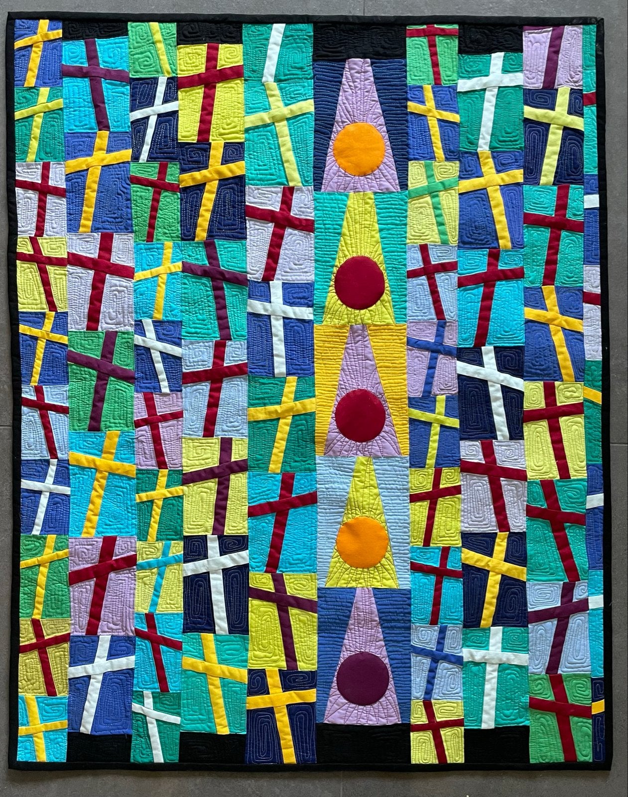Zelfgemaakte quilt met kleurrijke kruispatronen, Meerkleurig, Nieuw, 100 cm, Ophalen of Verzenden