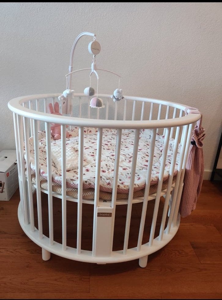 Bopita rondo box - incl. dikke boxkleden +gratis accessoires, Kinderen en Baby's, Boxen, Ophalen, Gebruikt, Rond, In hoogte verstelbaar