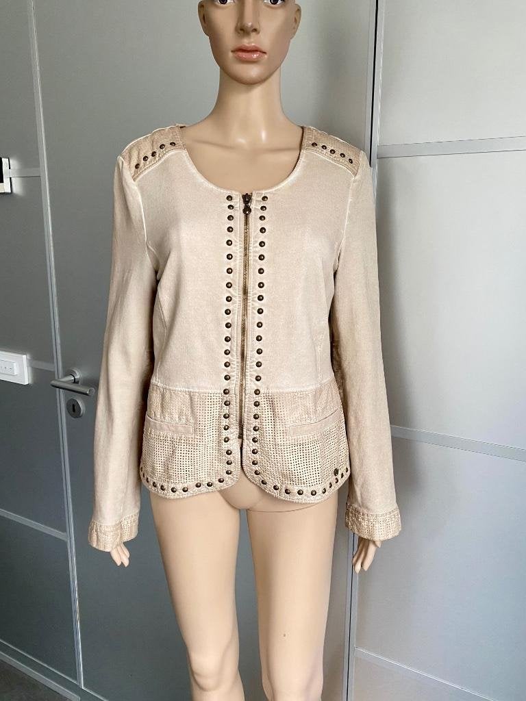 H963 Poools maat M=38/40 jasje blazer colbert vest beige, Maat 38/40 (M), Beige, Ophalen of Verzenden, Jasje