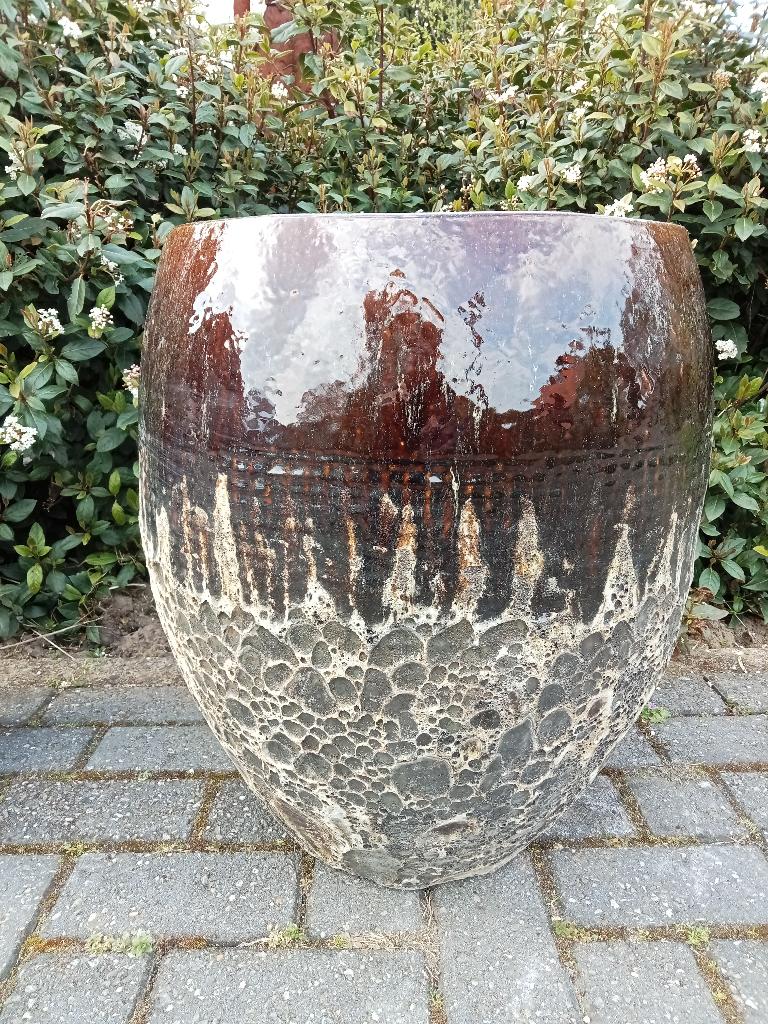 Geglazuurde pot antique 2tone vulcano., Tuin en Terras, Tuinvazen, Ophalen, Nieuw