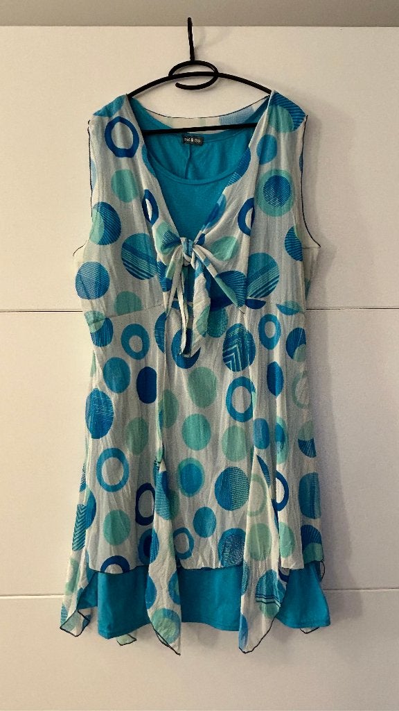 Bel & Bo jurk met blauw-witte bollenprint, Kleding | Dames, Blauw, Ophalen of Verzenden, Zo goed als nieuw, Knielengte