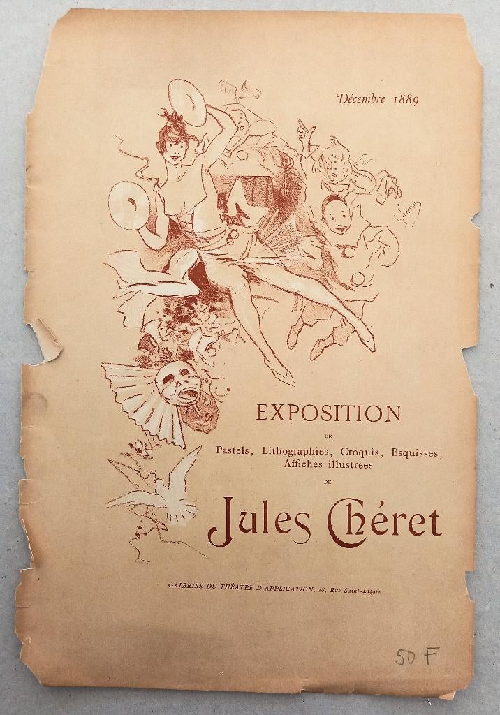 Lithografie Jules Chéret 1889 Exposition - art nouveau, Ophalen of Verzenden