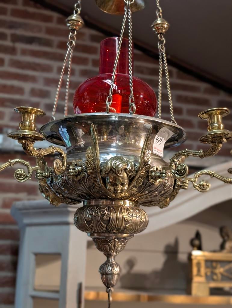Antieke Gods lamp. €475.  55 cm doorsnede 115 hoog, Ophalen