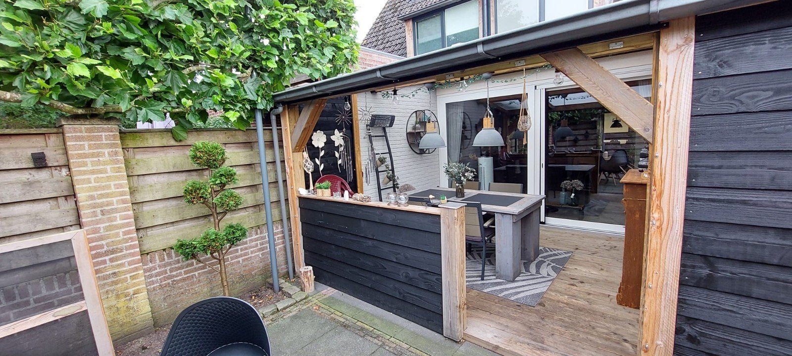 Overkapping met zeil en vloerplanken (330x350), Tuin en Terras, Ophalen