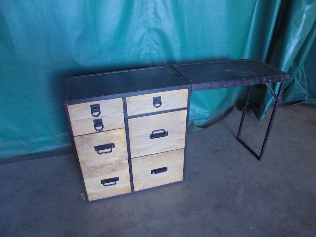 Industrieel bureau zeer uniek exemplaar, Ophalen, Zwart, Metaal, 153 cm