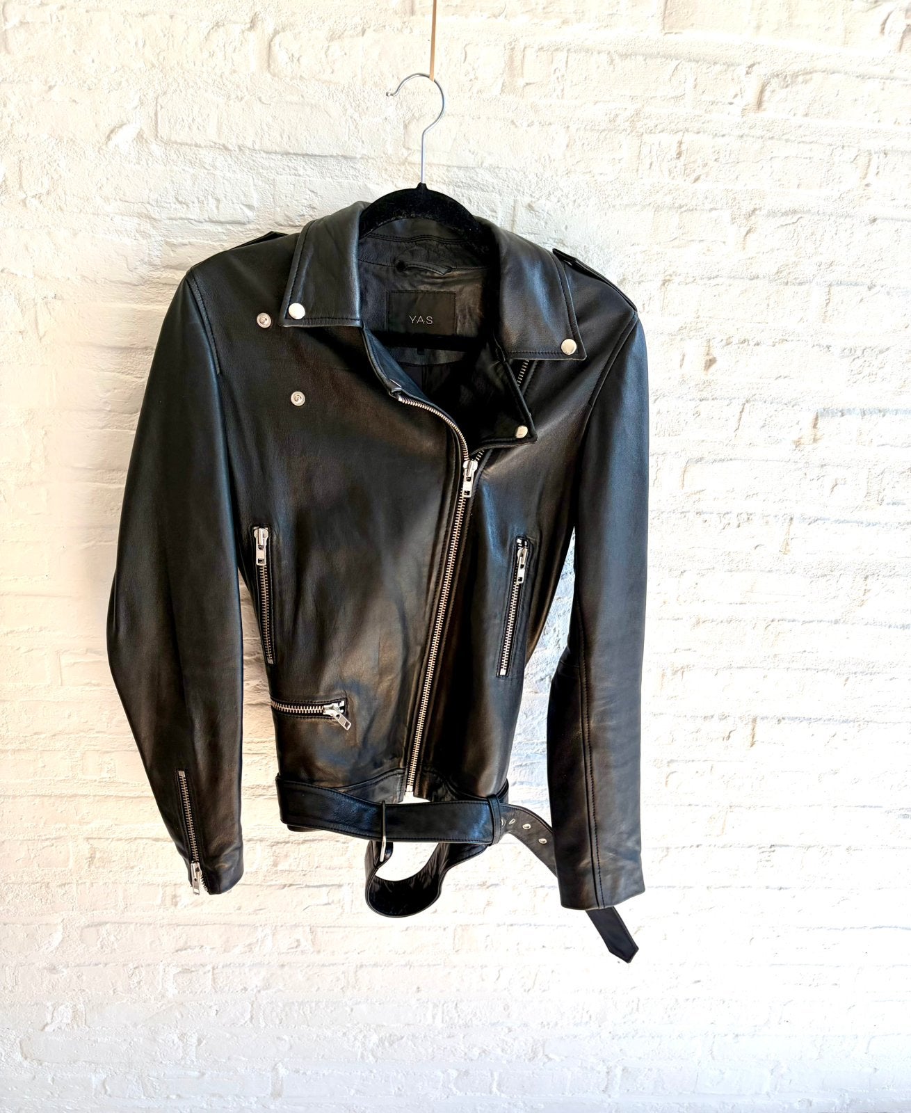 Leren jas Yas, Kleding | Dames, Verzenden, Zo goed als nieuw, Zwart