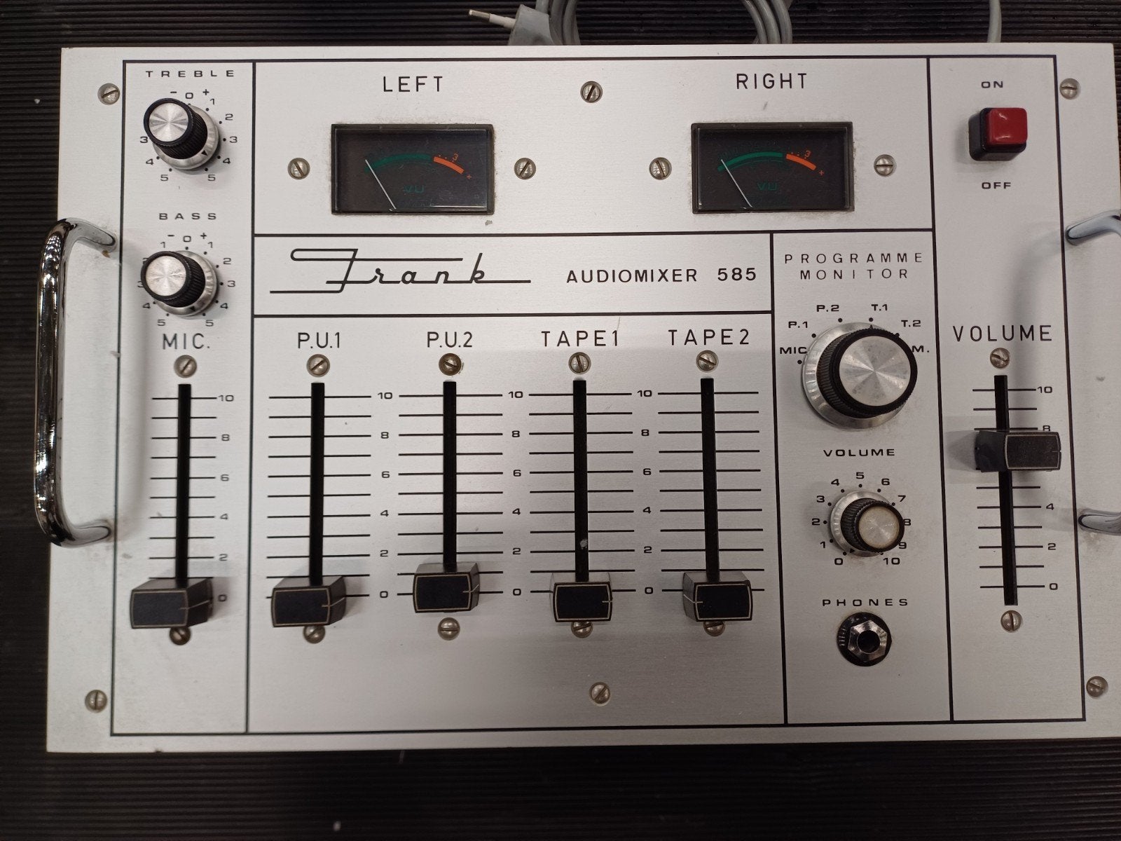 Vintage Frank dj audiomixer 585. 1970. Volledig werkend., Ophalen of Verzenden, Gebruikt