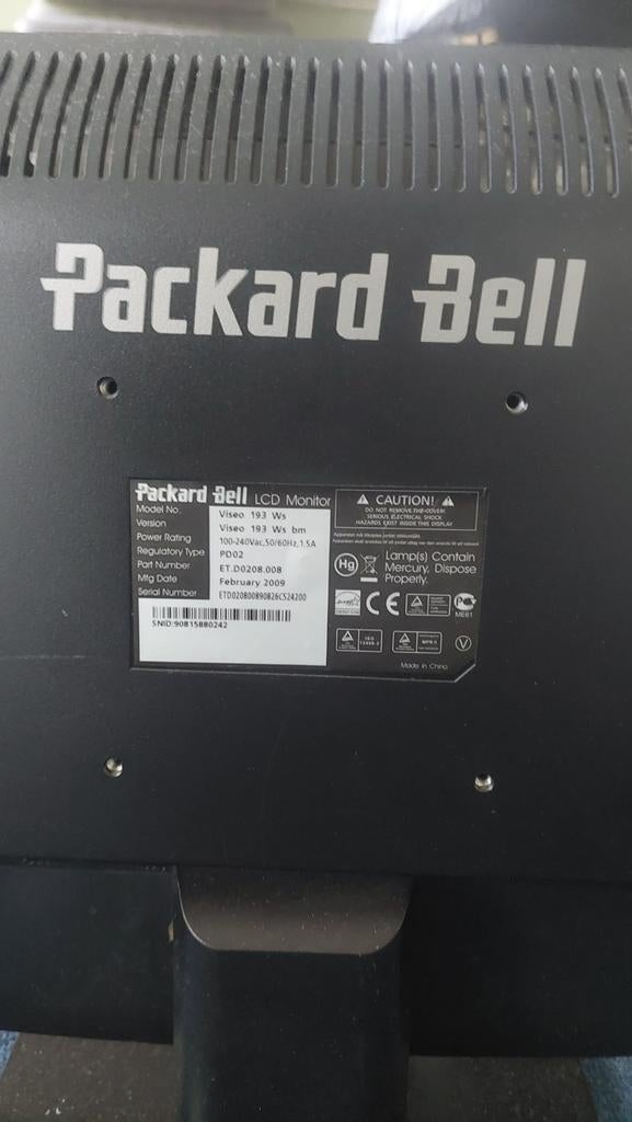 HP Desktop PC met Packard Bell Monitor, Met monitor, Gebruikt, Onbekend, Ophalen of Verzenden