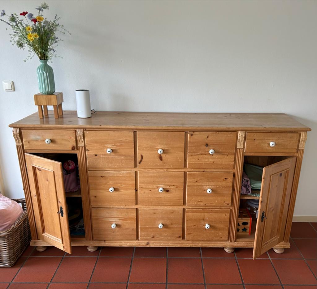 Grenen apothekerskast, Ophalen, Gebruikt, 25 tot 50 cm, 100 tot 150 cm