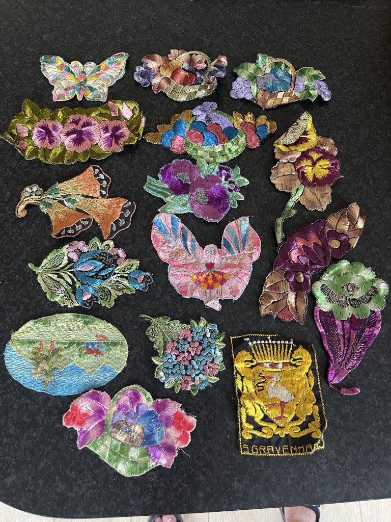 vintage set borduurpatches, Overige thema's, Overige typen, Textiel, Meerkleurig
