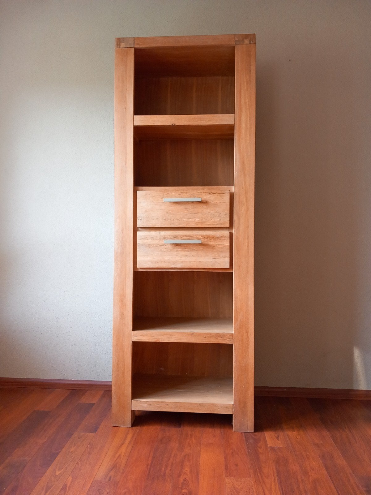 Masief deel fineer houten boekenkast met Lades en Planken, Ophalen, 25 tot 50 cm, 50 tot 100 cm, 150 tot 200 cm